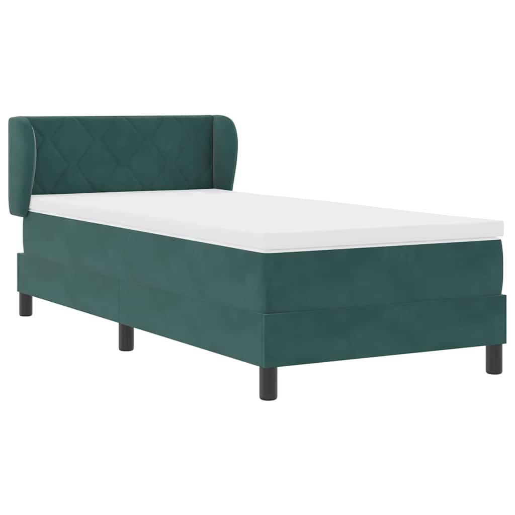 vidaXL Boxspringbett mit Matratze Dunkelgrün 100 x 200 cm Samt