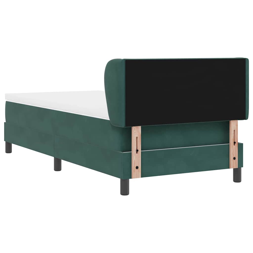 vidaXL Boxspringbett mit Matratze Dunkelgrün 100 x 200 cm Samt