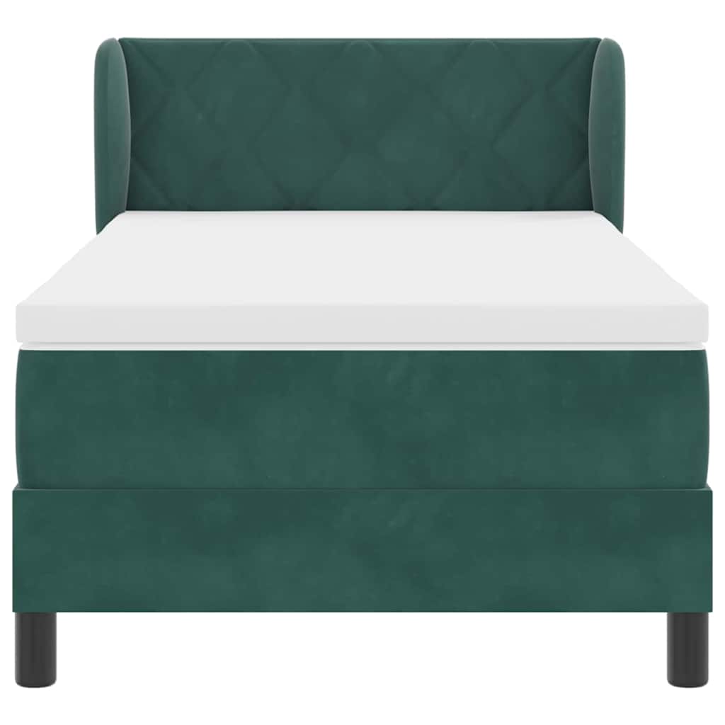 vidaXL Boxspringbett mit Matratze Dunkelgrün 100 x 200 cm Samt