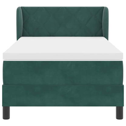 vidaXL Boxspringbett mit Matratze Dunkelgrün 100 x 200 cm Samt