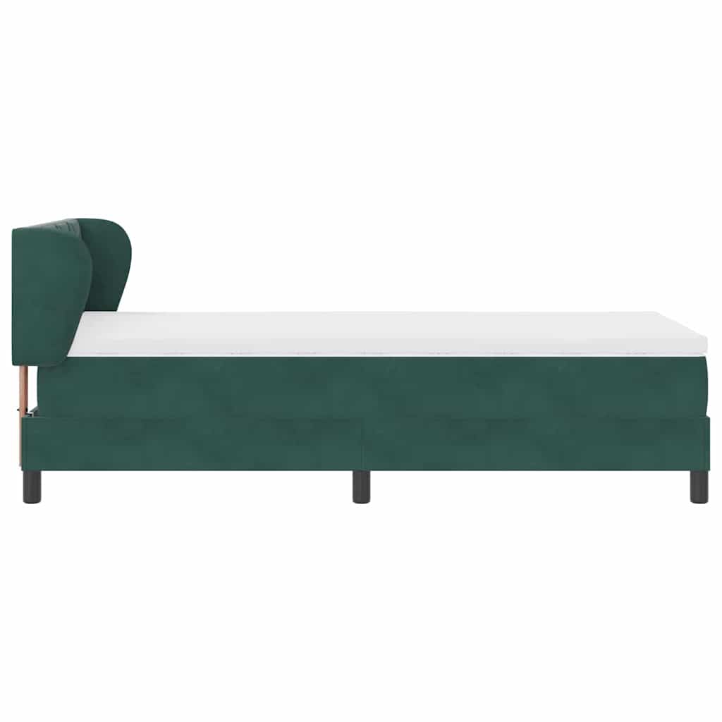 vidaXL Boxspringbett mit Matratze Dunkelgrün 100 x 200 cm Samt