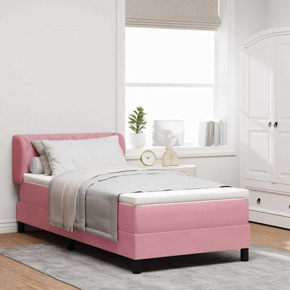 Boxspringbett mit Matratze mit Kopfteil Rosa 100 x 200 cm Samt