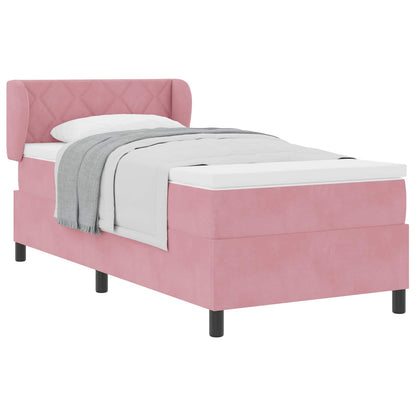 Boxspringbett mit Matratze mit Kopfteil Rosa 100 x 200 cm Samt