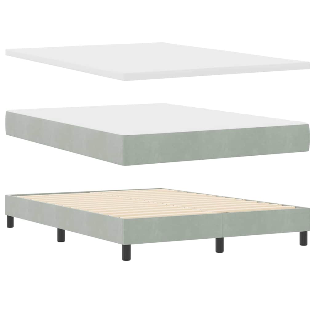 Boxspringbett mit Matratze Hellgrau 140 x 190 cm Samt