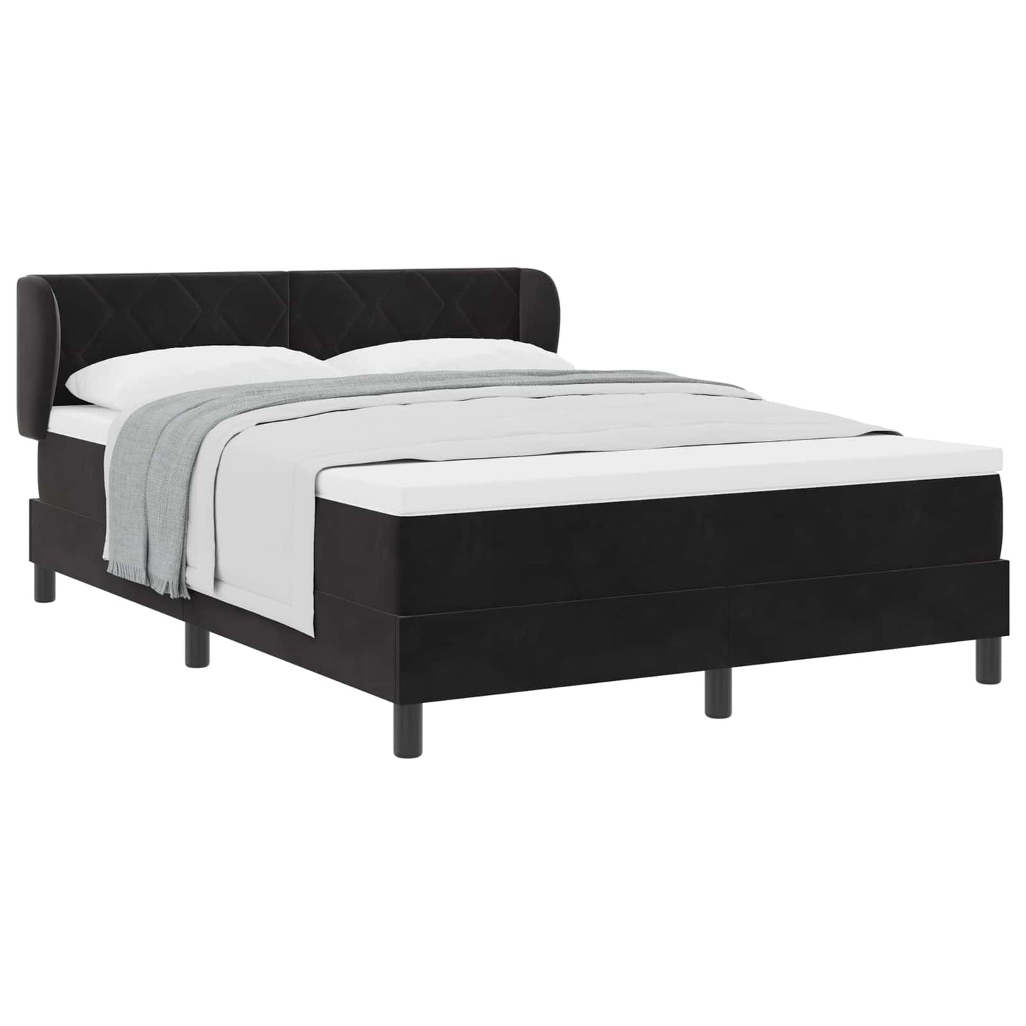 Boxspringbett mit Matratze Schwarz 140 x 190 cm Samt