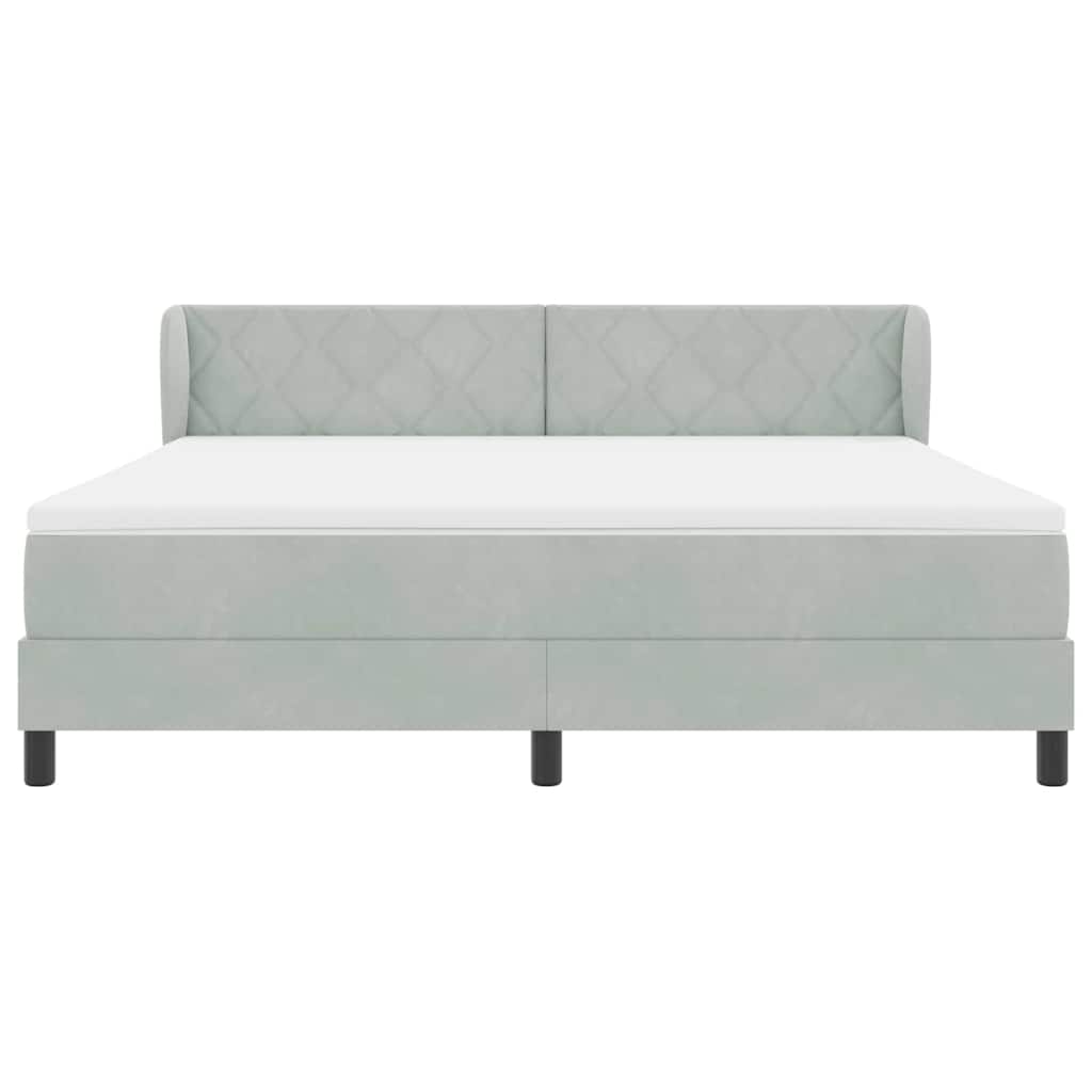 Boxspringbett mit Matratze Hellgrau 180 x 200 cm Samt