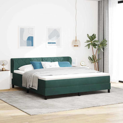 vidaXL Boxspringbett mit Matratze Dunkelgrün 180 x 200 cm Samt