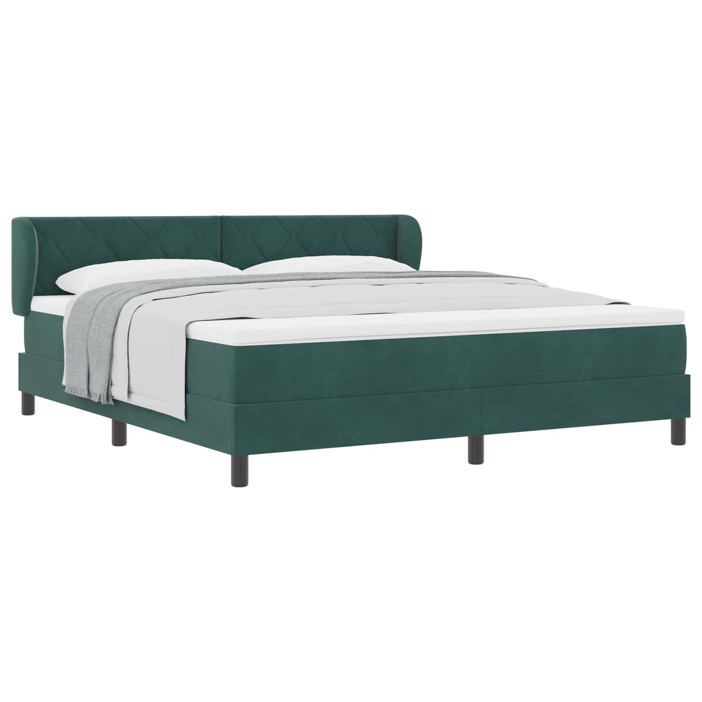 vidaXL Boxspringbett mit Matratze Dunkelgrün 180 x 200 cm Samt