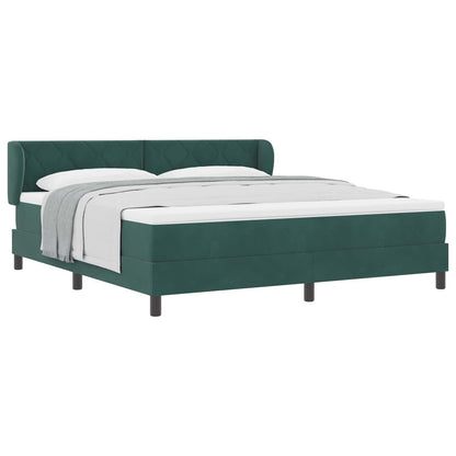 vidaXL Boxspringbett mit Matratze Dunkelgrün 180 x 200 cm Samt