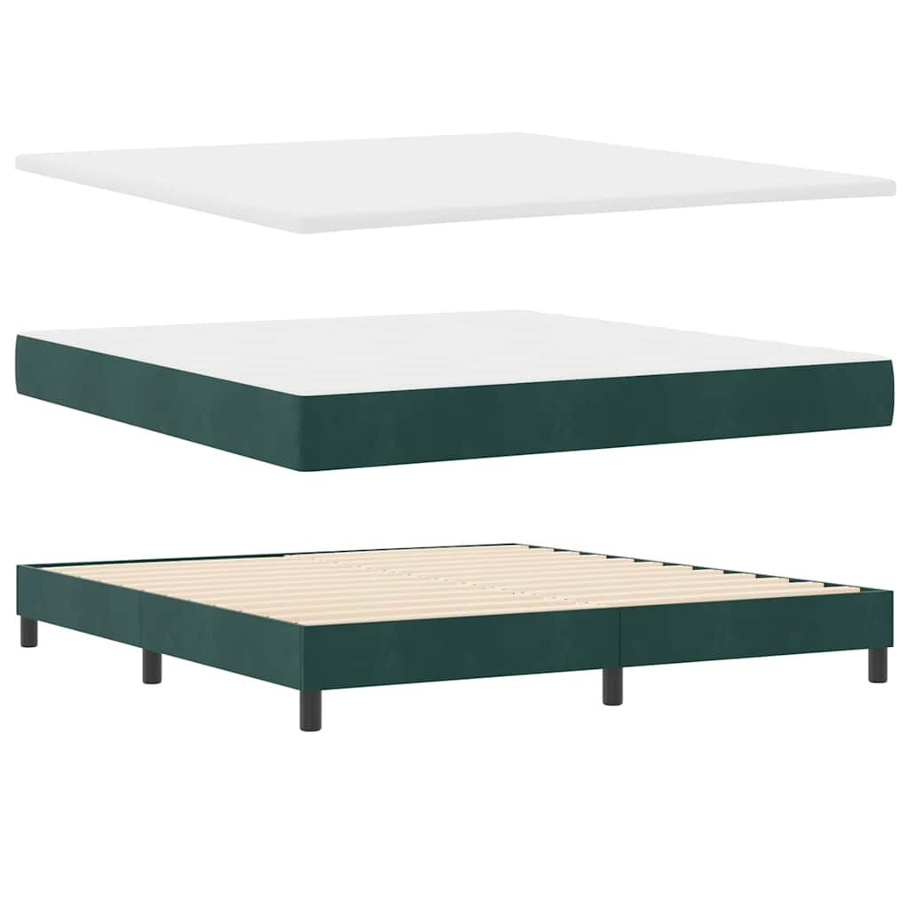 vidaXL Boxspringbett mit Matratze Dunkelgrün 180 x 200 cm Samt