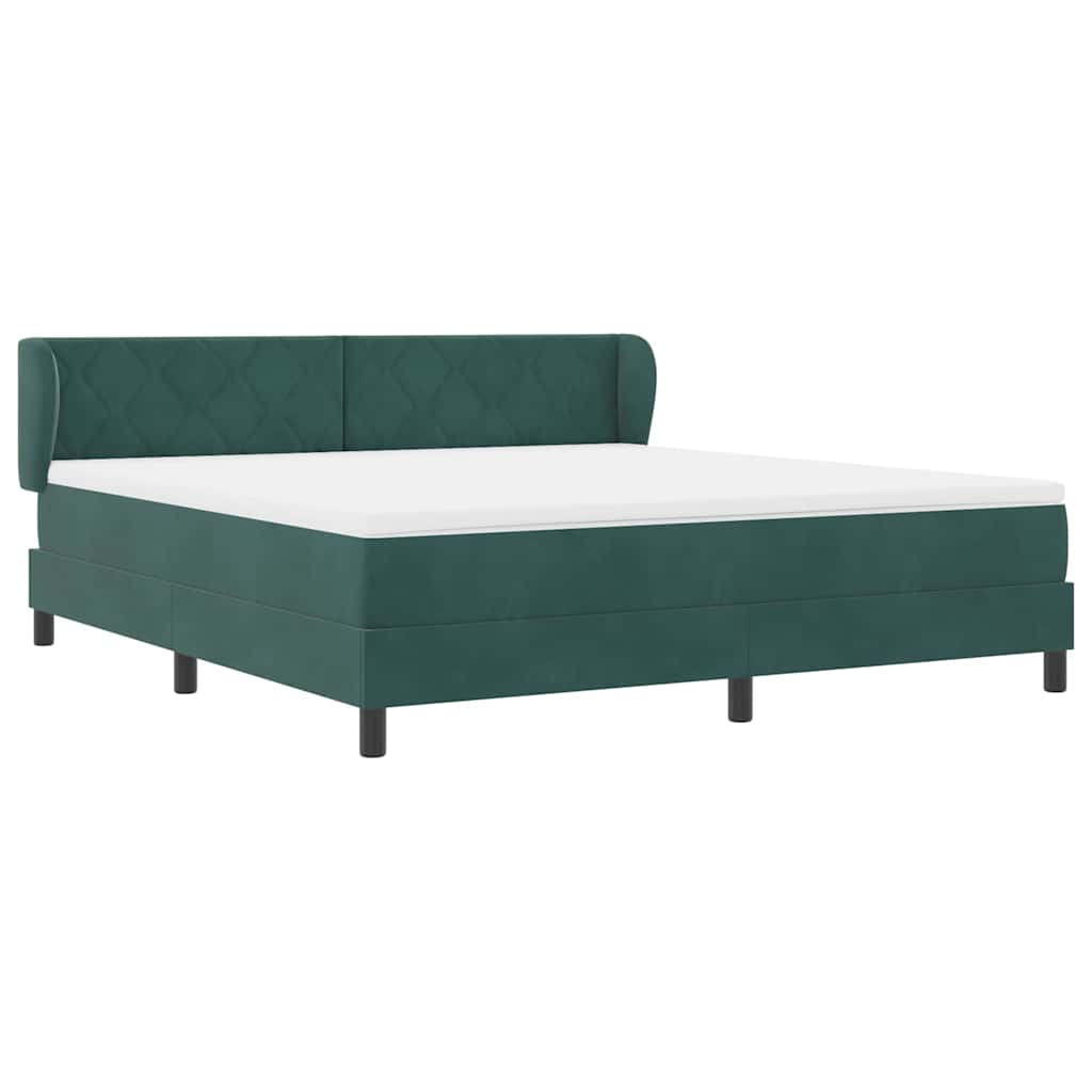 vidaXL Boxspringbett mit Matratze Dunkelgrün 180 x 200 cm Samt