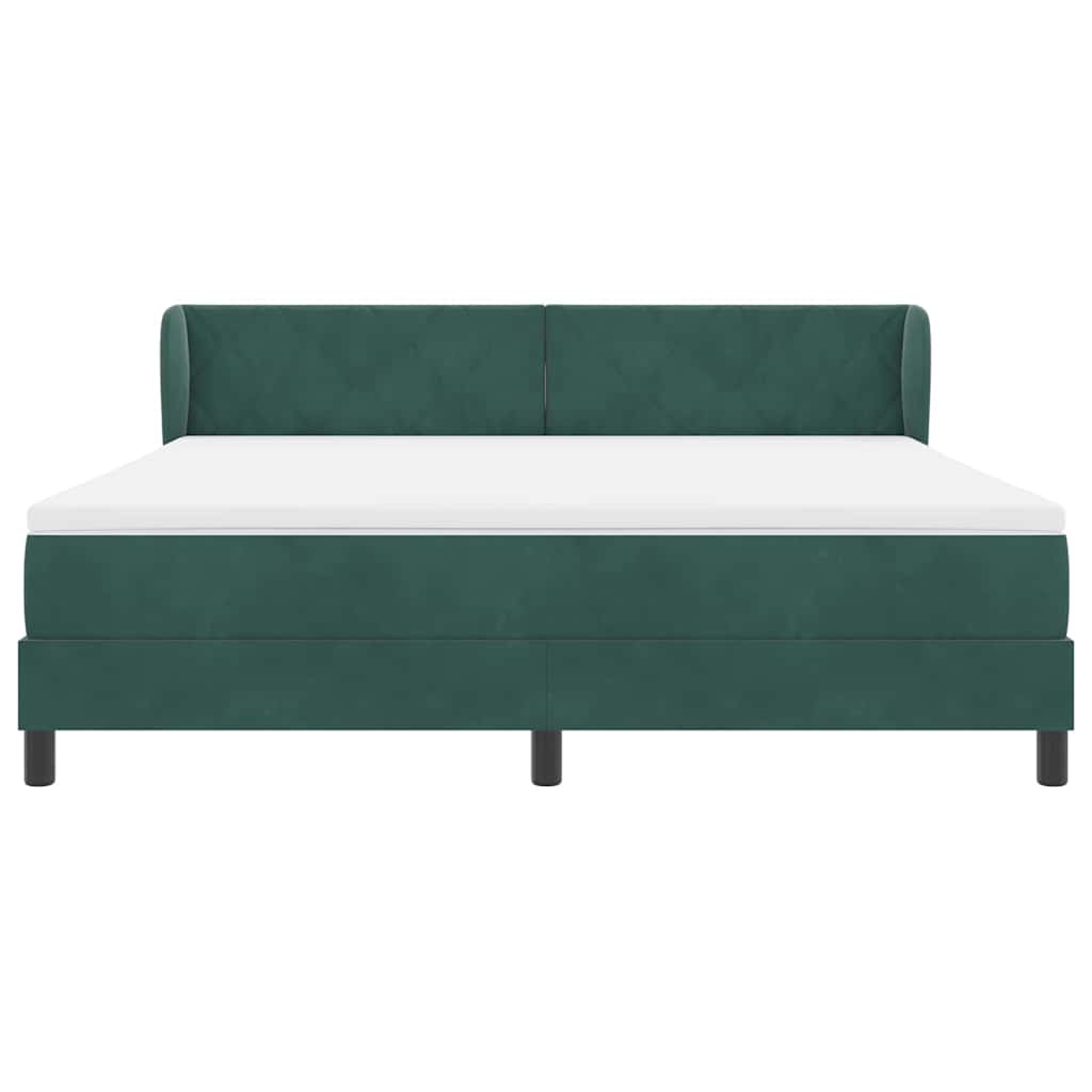 vidaXL Boxspringbett mit Matratze Dunkelgrün 180 x 200 cm Samt