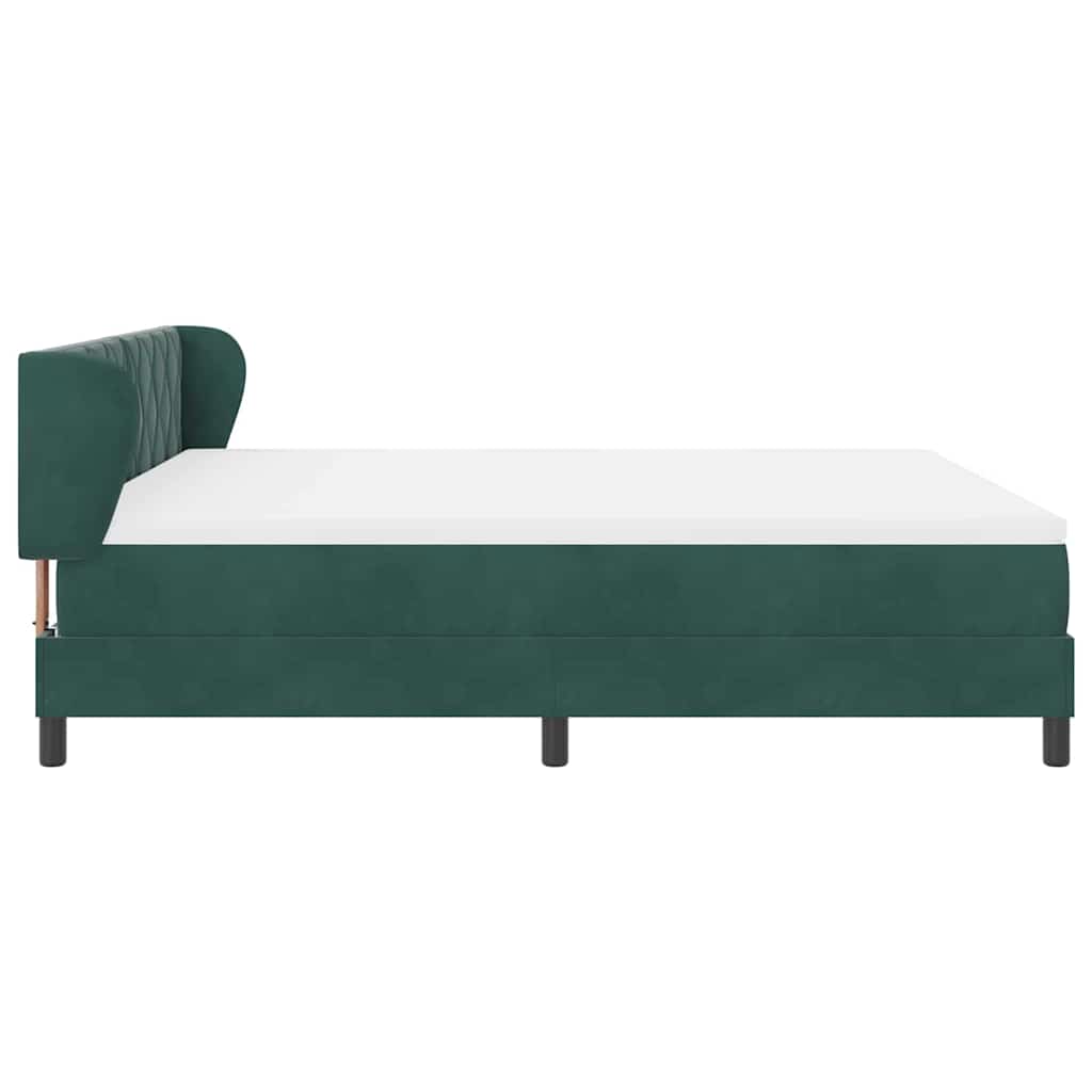 vidaXL Boxspringbett mit Matratze Dunkelgrün 180 x 200 cm Samt