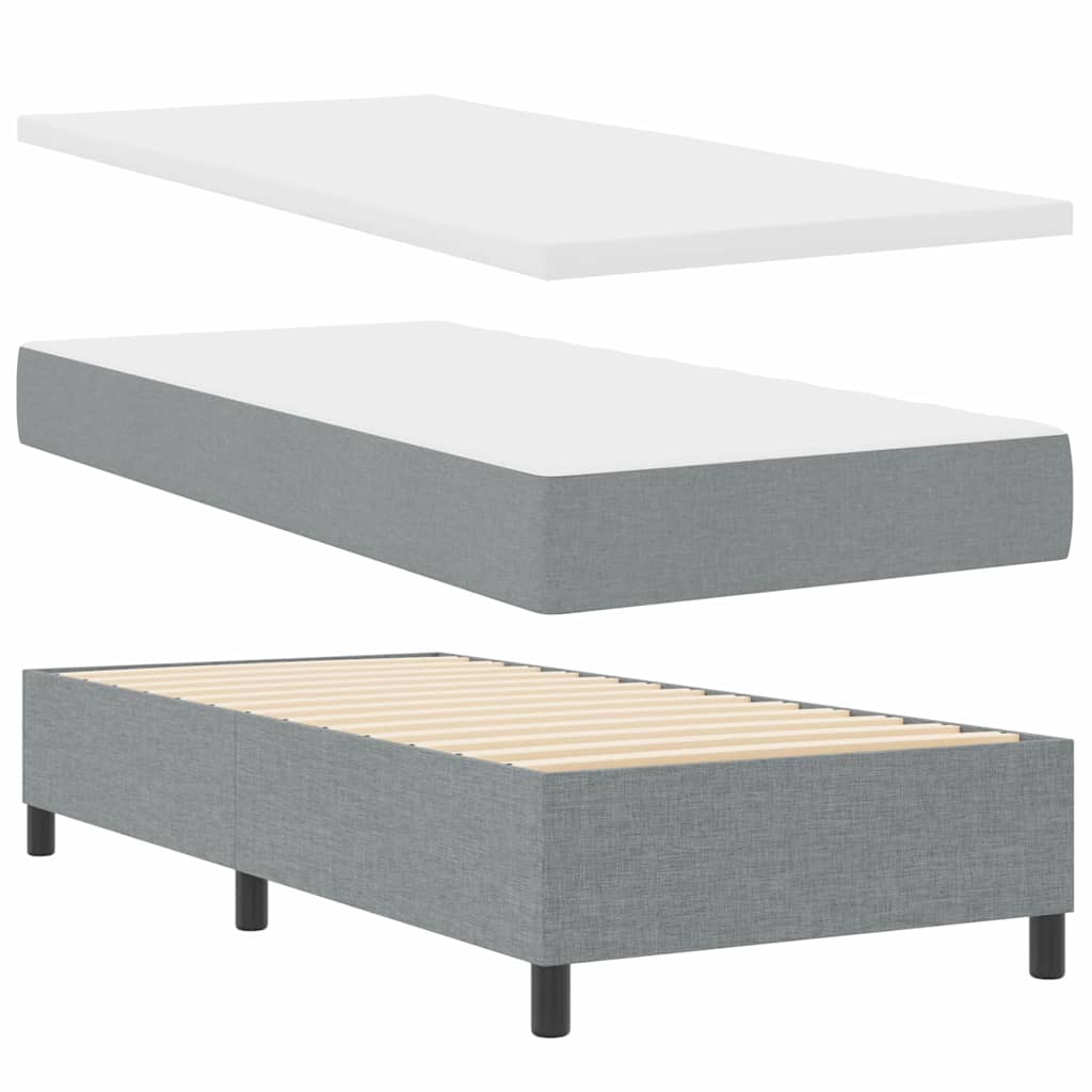 Boxspringbett mit Matratze Hellgrau 90 x 190 cm Stoff