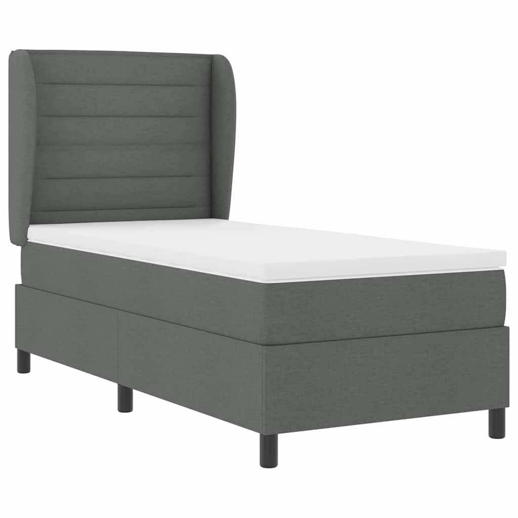 Boxspringbett mit Matratze Dunkelgrau 90 x 190 cm Stoff