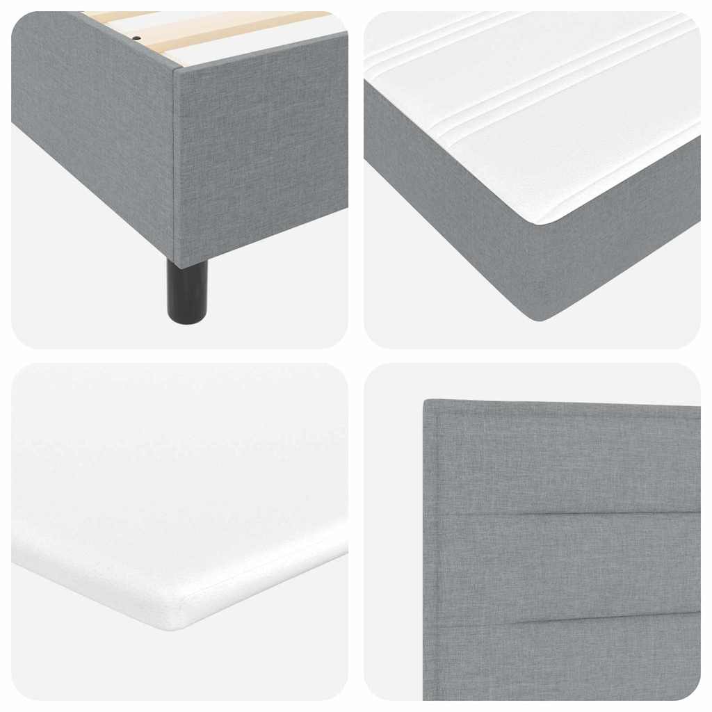 vidaXL Boxspringbett mit Matratze Hellgrau 90 x 200 cm Stoff