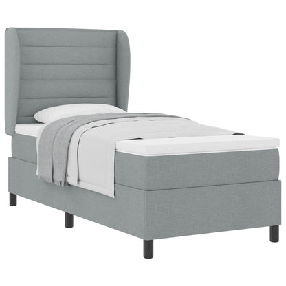 vidaXL Boxspringbett mit Matratze Hellgrau 90 x 200 cm Stoff