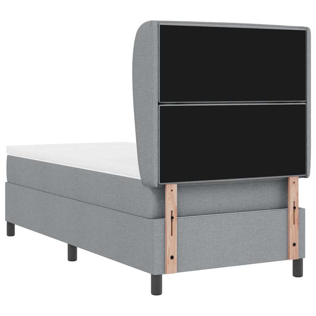 vidaXL Boxspringbett mit Matratze Hellgrau 90 x 200 cm Stoff