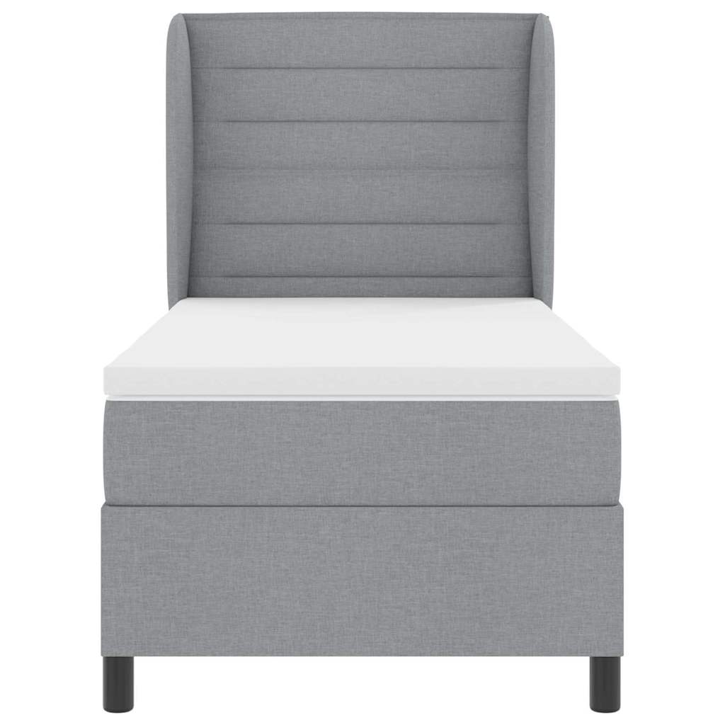 vidaXL Boxspringbett mit Matratze Hellgrau 90 x 200 cm Stoff