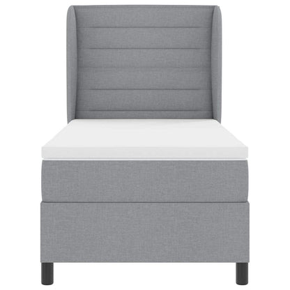 vidaXL Boxspringbett mit Matratze Hellgrau 90 x 200 cm Stoff