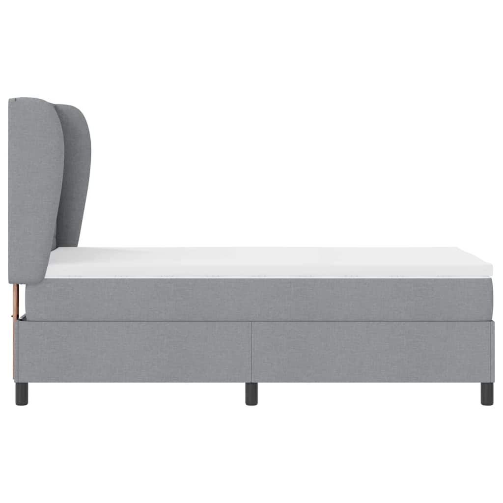 vidaXL Boxspringbett mit Matratze Hellgrau 90 x 200 cm Stoff