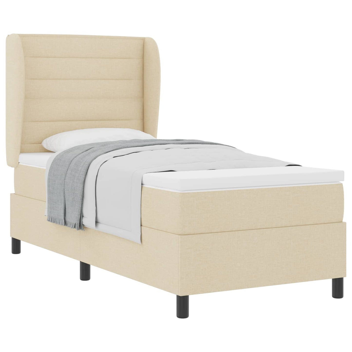 Boxspringbett mit Matratze mit Kopfteil Creme 90 x 200 cm Stoff