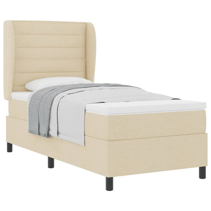 Boxspringbett mit Matratze mit Kopfteil Creme 90 x 200 cm Stoff