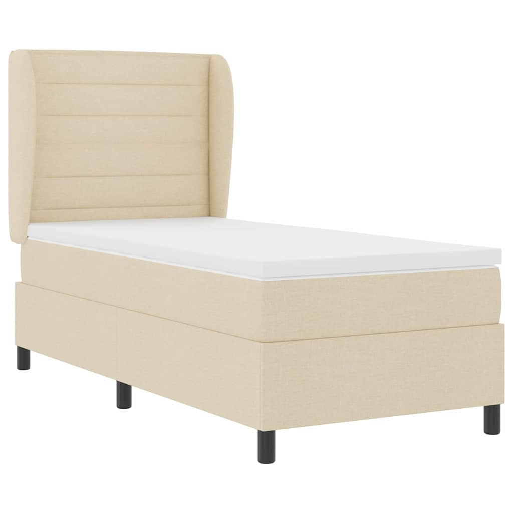 Boxspringbett mit Matratze mit Kopfteil Creme 90 x 200 cm Stoff