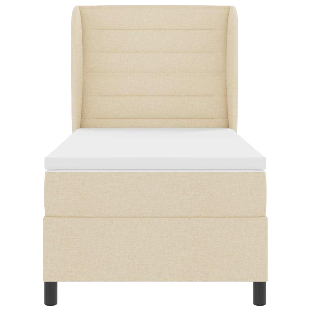 Boxspringbett mit Matratze mit Kopfteil Creme 90 x 200 cm Stoff