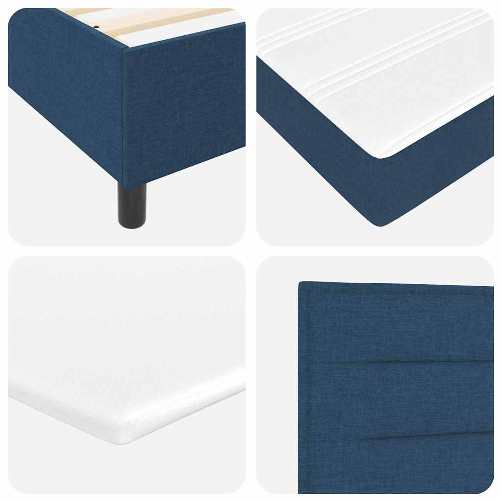 vidaXL Boxspringbett mit Matratze mit Kopfteil Blau 140 x 200 cm Stoff
