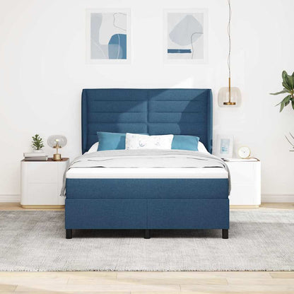 vidaXL Boxspringbett mit Matratze mit Kopfteil Blau 140 x 200 cm Stoff