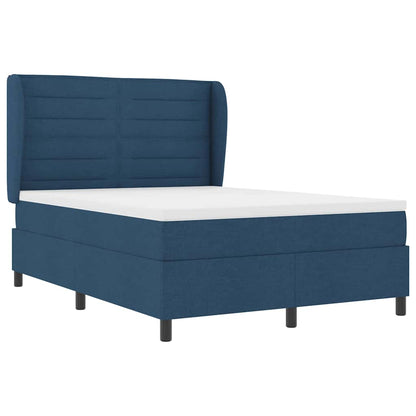 vidaXL Boxspringbett mit Matratze mit Kopfteil Blau 140 x 200 cm Stoff
