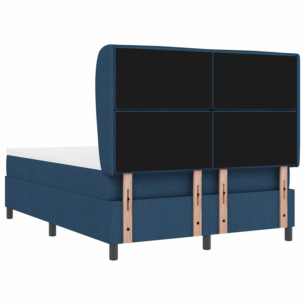 vidaXL Boxspringbett mit Matratze mit Kopfteil Blau 140 x 200 cm Stoff