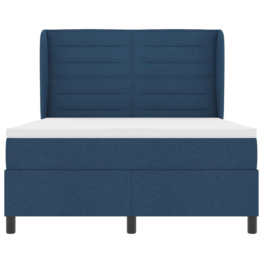 vidaXL Boxspringbett mit Matratze mit Kopfteil Blau 140 x 200 cm Stoff