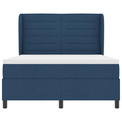 vidaXL Boxspringbett mit Matratze mit Kopfteil Blau 140 x 200 cm Stoff