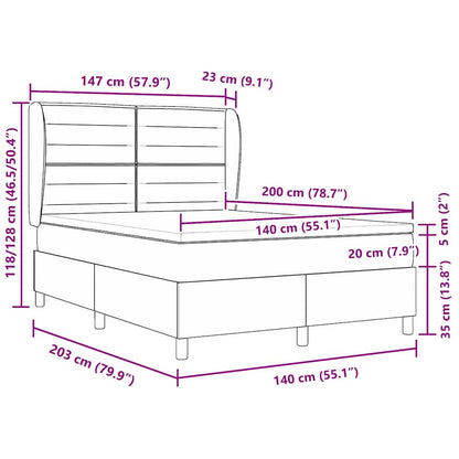 vidaXL Boxspringbett mit Matratze mit Kopfteil Blau 140 x 200 cm Stoff