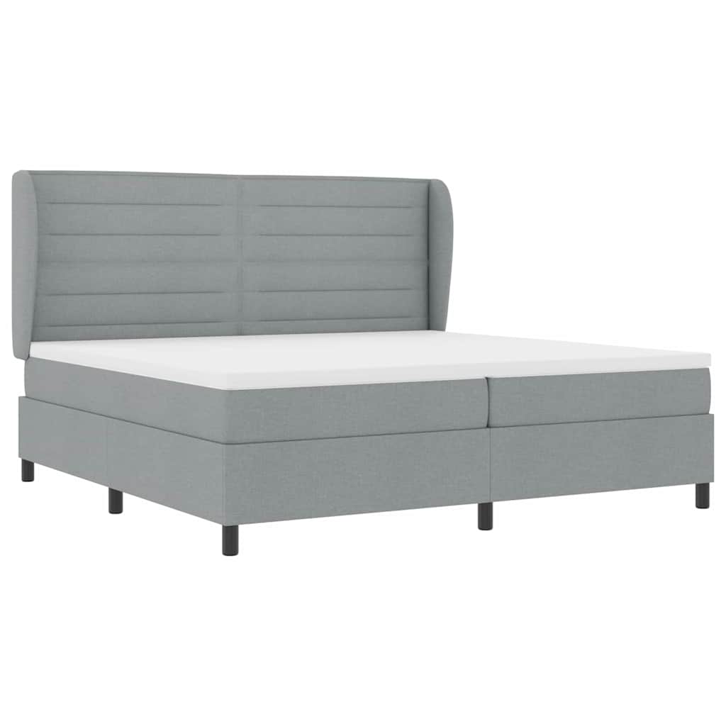 Boxspringbett mit Matratze Hellgrau 200 x 200 cm Stoff