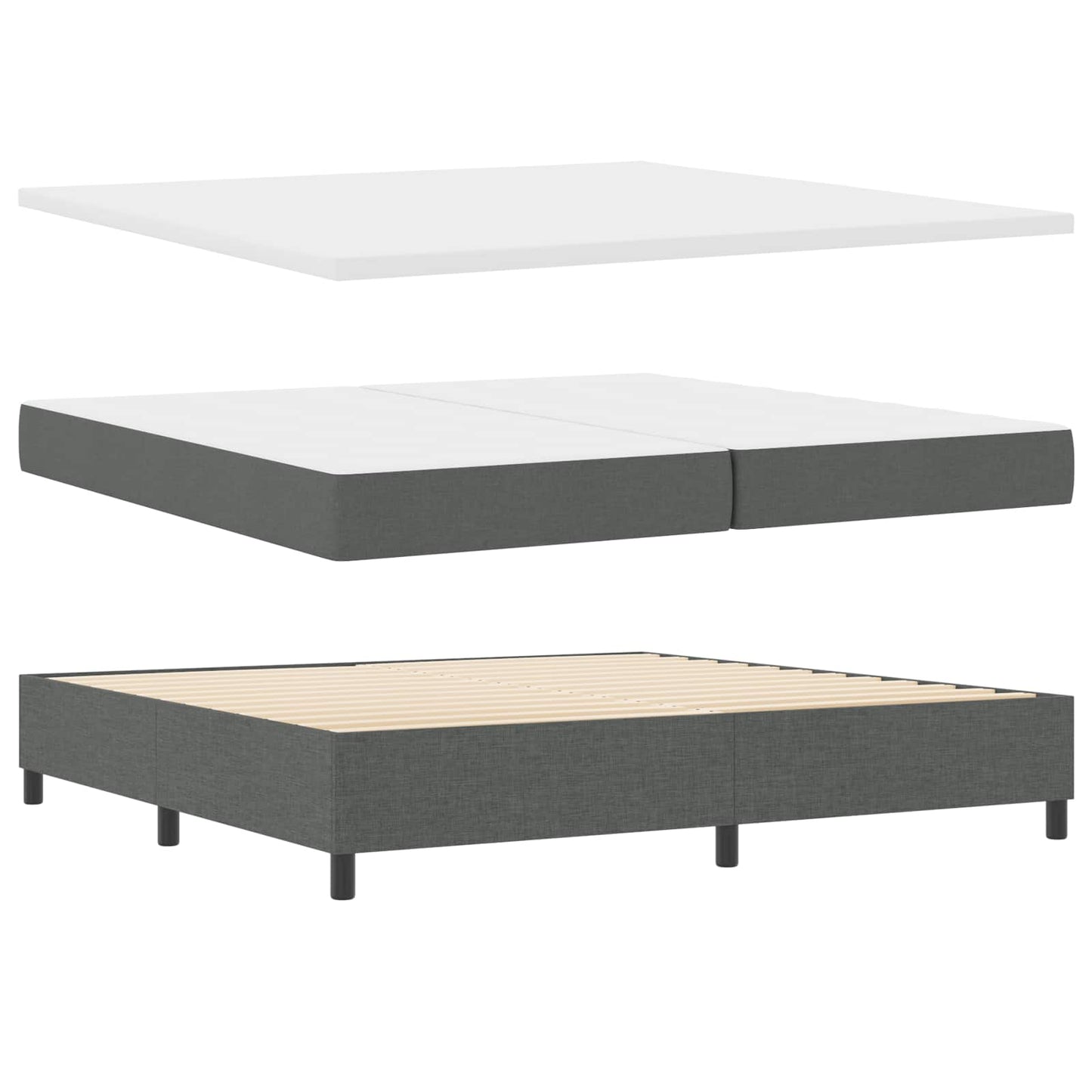 Boxspringbett mit Matratze Dunkelgrau 200 x 200 cm Stoff