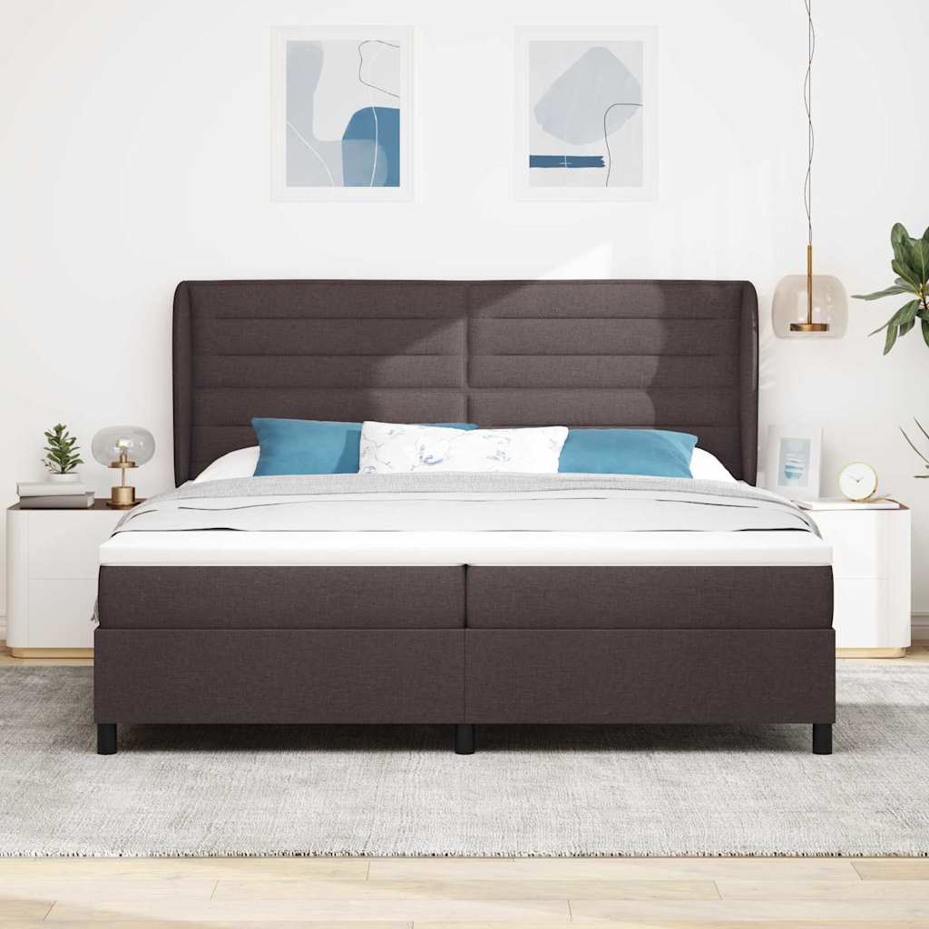 Boxspringbett mit Matratze Dunkelbraun 200 x 200 cm Stoff