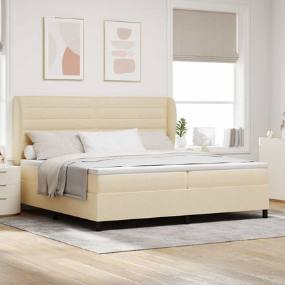 Boxspringbett mit Matratze Creme 200 x 200 cm Stoff