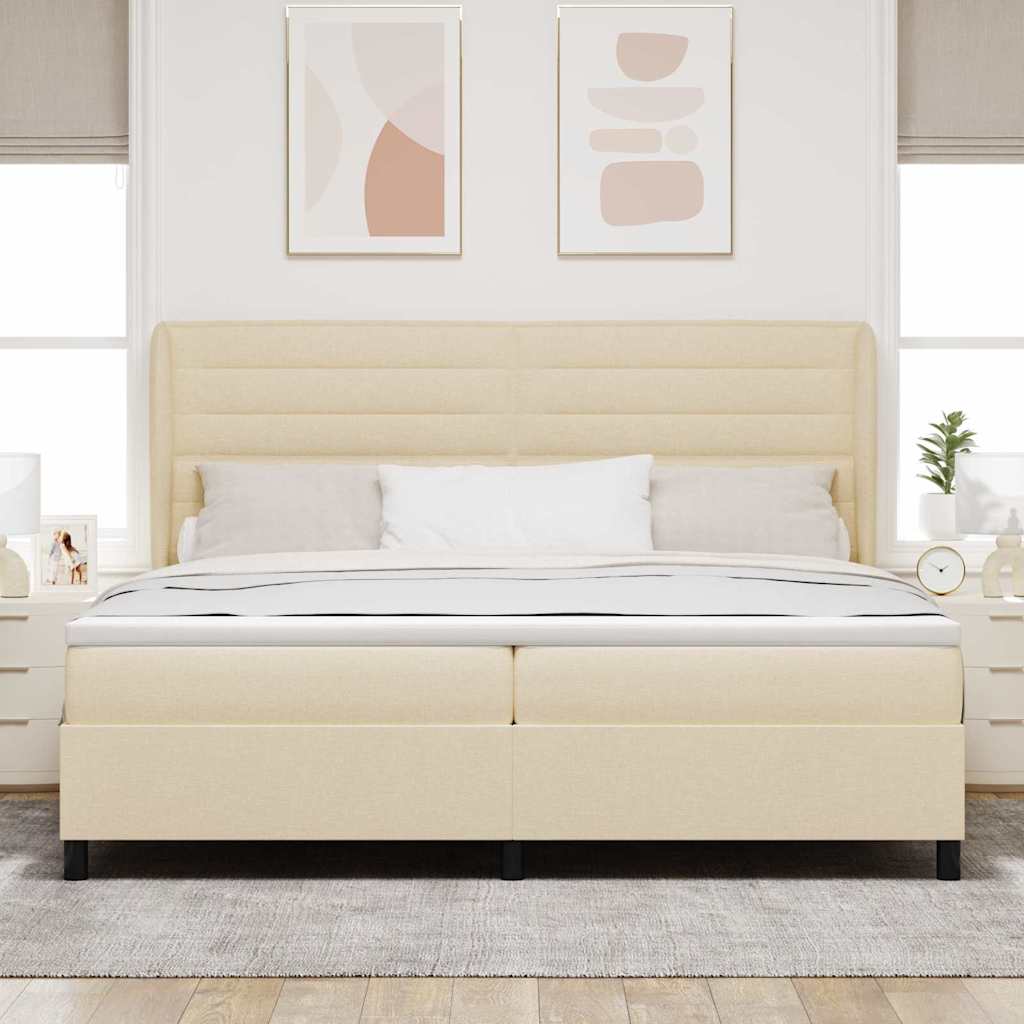 Boxspringbett mit Matratze Creme 200 x 200 cm Stoff