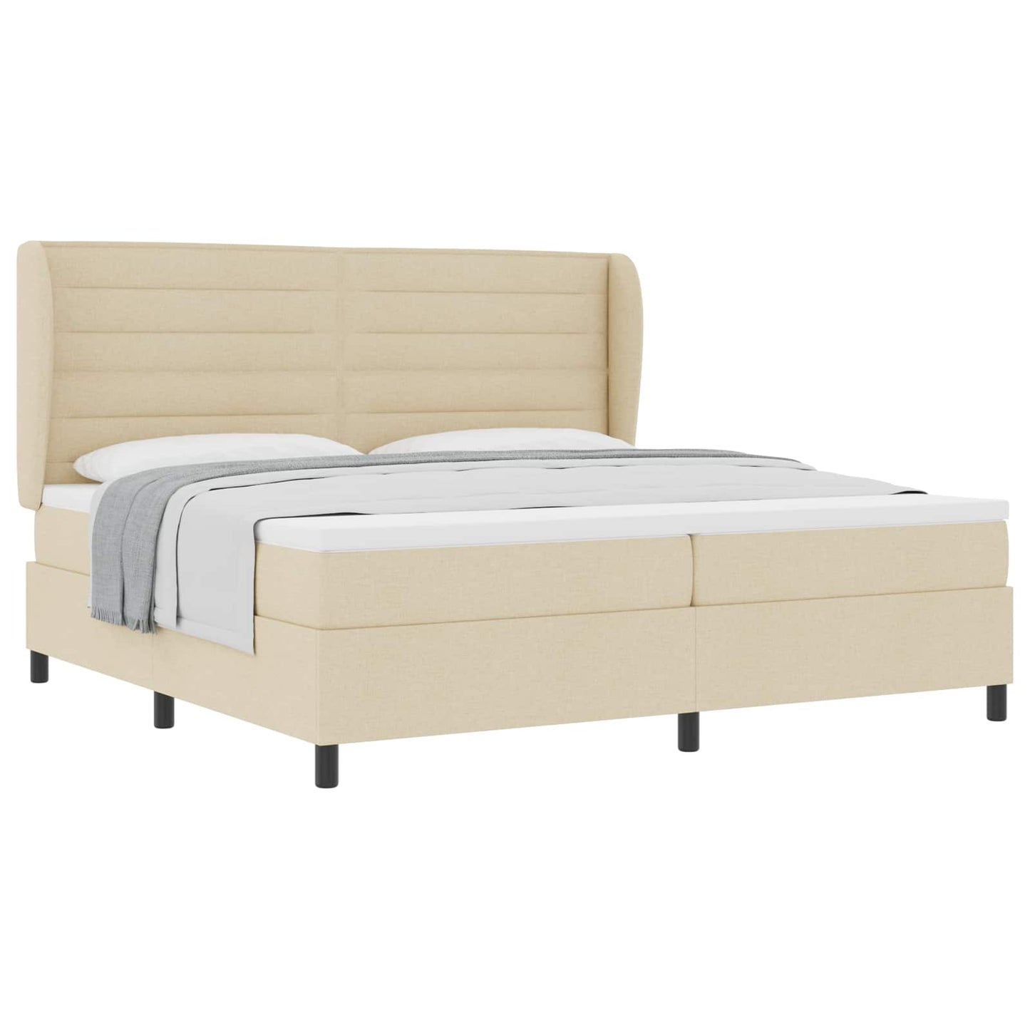 Boxspringbett mit Matratze Creme 200 x 200 cm Stoff