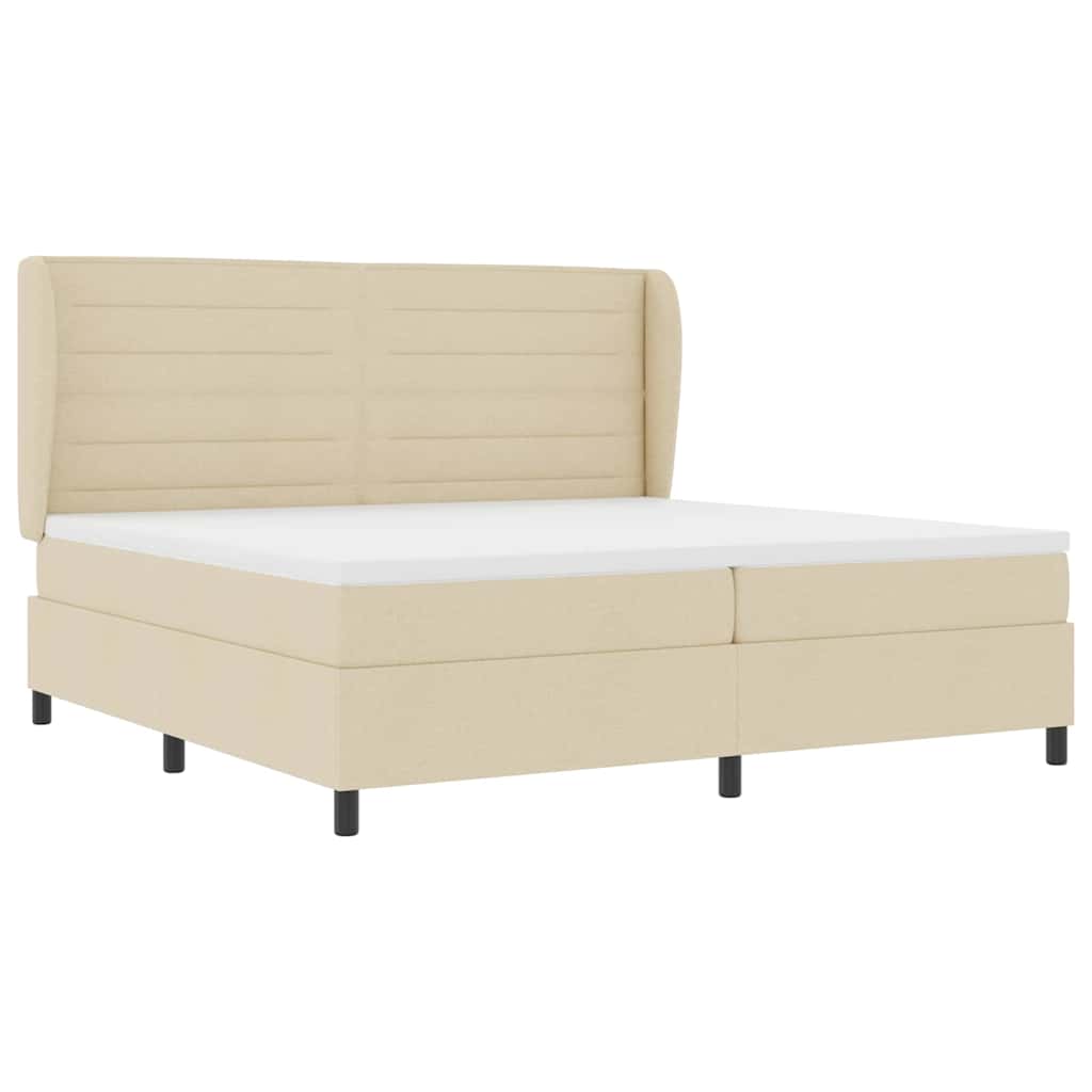 Boxspringbett mit Matratze Creme 200 x 200 cm Stoff