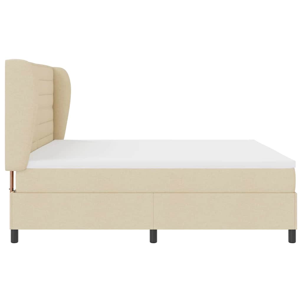 Boxspringbett mit Matratze Creme 200 x 200 cm Stoff