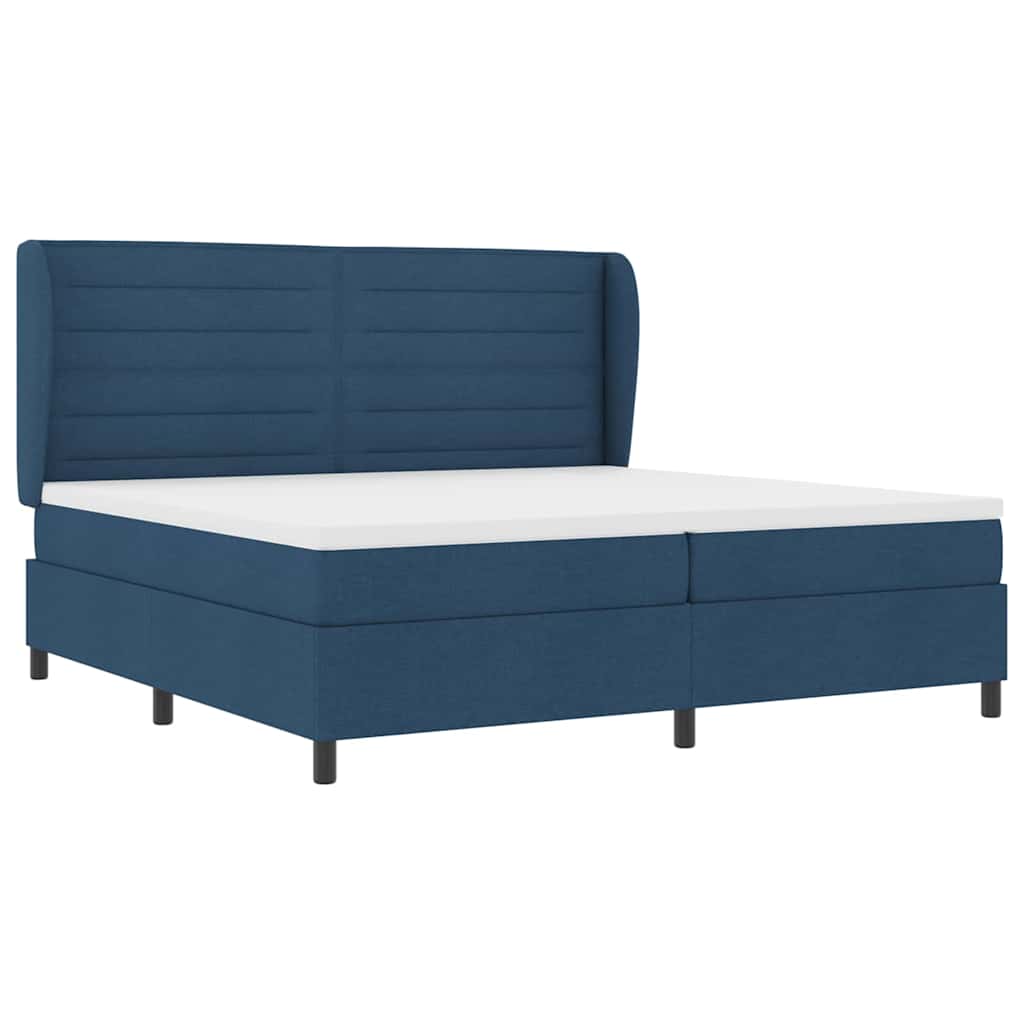 Boxspringbett mit Matratze mit Kopfteil Blau 200 x 200 cm Stoff