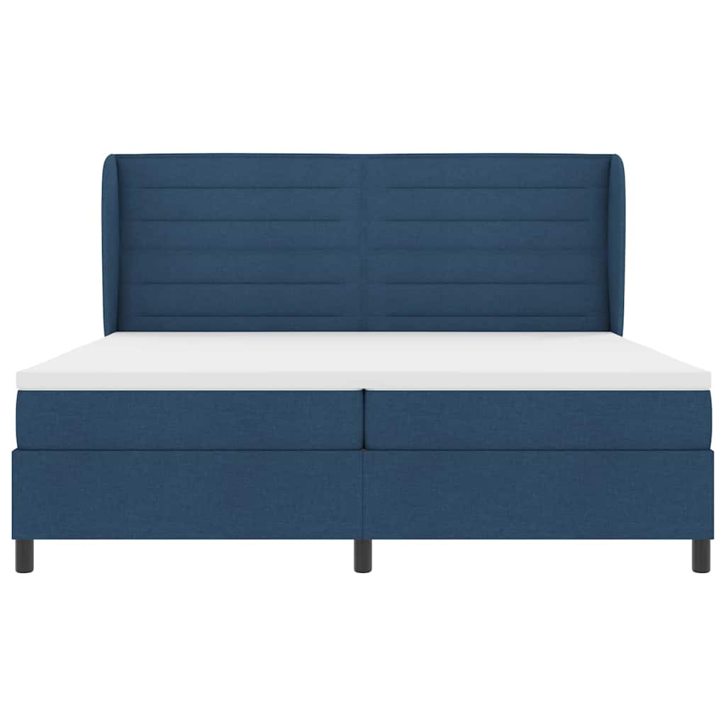 Boxspringbett mit Matratze mit Kopfteil Blau 200 x 200 cm Stoff