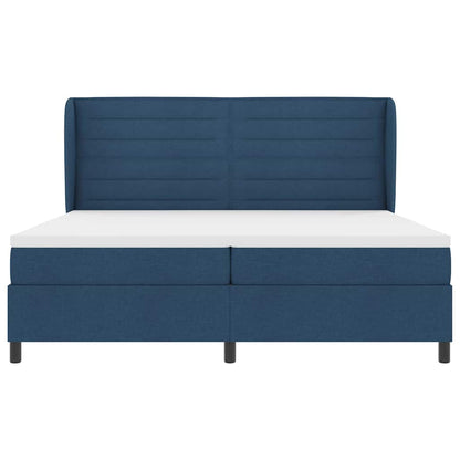 Boxspringbett mit Matratze mit Kopfteil Blau 200 x 200 cm Stoff