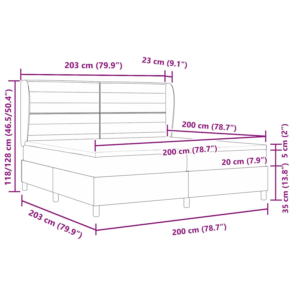 Boxspringbett mit Matratze mit Kopfteil Blau 200 x 200 cm Stoff