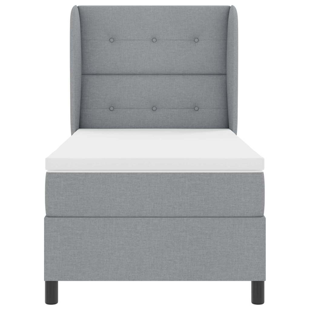 Boxspringbett mit Matratze Hellgrau 90 x 190 cm Stoff