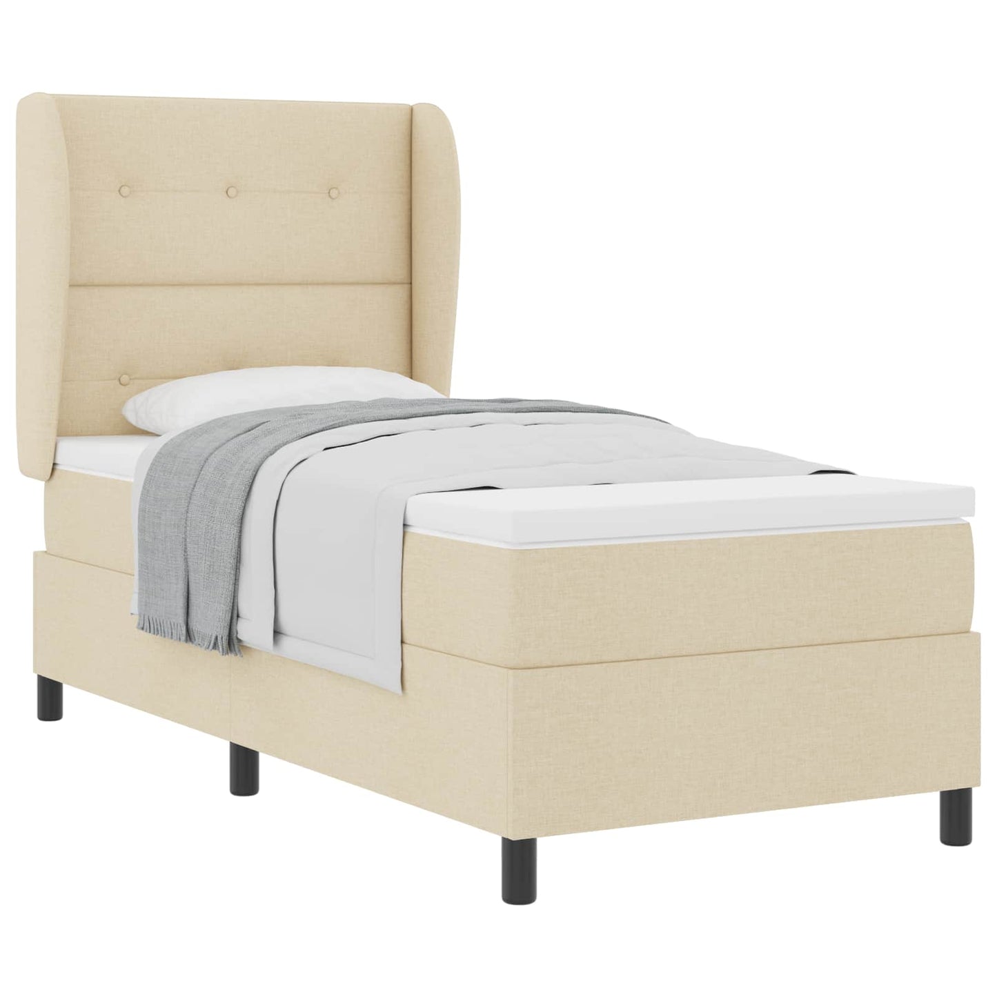 Boxspringbett mit Matratze mit Kopfteil Creme 90 x 190 cm Stoff